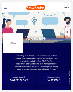 VoiceSage crowdfunding campaign on Seedrs