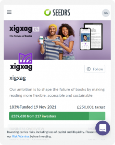 XigXag crowdfunding campaign on Seedrs